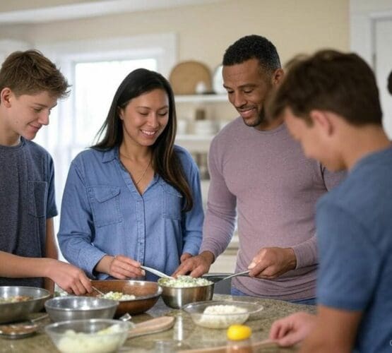 preparing a meal together